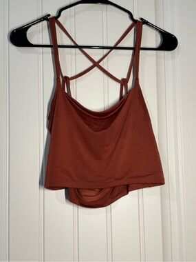 Express Rust Brown Body Contour Crop Top